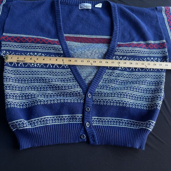 Vintage Masterpiece Apparel Cardigan Sweater Mens Large Blue Fair Isle Winter - Picture 8 of 11